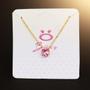 Imagem de Colar feminino aço inox ouro + pingente strass rosa coração qualidade premium presente moda delicado