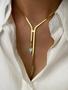 Imagem de Colar Feminino Com Borla E Corrente De Cobra Banhado a Ouro Com Strass Transparente À Prova D'água