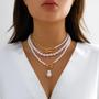 Imagem de Colar Feminino Multicamadas com Pingente de Pérola e Fivela - Estilo Goth Y2K