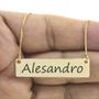 Imagem de Colar Nome Personalizado Chapinha Gravação Alesandro Banhado Ouro 18K - 999004153