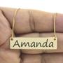 Imagem de Colar Nome Personalizado Chapinha Gravação Amanda Banhado Ouro 18K - 999004233