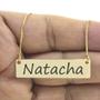 Imagem de Colar Nome Personalizado Chapinha Gravação Natacha Banhado Ouro 18K - 999004442