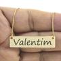 Imagem de Colar Nome Personalizado Chapinha Gravação Valentim Banhado Ouro 18K - 999004220