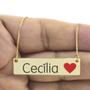 Imagem de Colar Nome Personalizado Coração Resinado Cecília Banhado Ouro 18K - 999001263