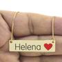 Imagem de Colar Nome Personalizado Coração Resinado Helena Banhado Ouro 18K - 999001347