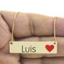Imagem de Colar Nome Personalizado Coração Resinado Luis Banhado Ouro 18K - 999001207