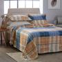 Imagem de Colcha Cobre Leito Cama Queen Kit 3 Peças Firenze Tecido Piquet Estampado Toque Macio