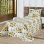 Imagem de Colcha Cobre Leito Cama Solteiro Kit 2 Peças Milão Amarelo Floral