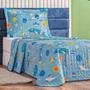 Imagem de Colcha Infantil Solteiro 2 Peças Menino e Menina Estampada Cobre Leito Teen Dupla Face Cama Box