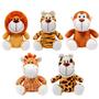 Imagem de Coleção Turminha Safari com 5 Pelúcias Onça Tigre Leão Girafa Macaco Buba