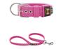 Imagem de Coleira Cachorro Grande Pit Bull Fit Rosa Xg + Guia 80Cm