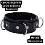 Imagem de Coleira Feminina Couro Legítimo Preto Vinil Latex Choker Gótico Gargantilha gatinha Moda Alternativa Fantasia Catwoman