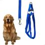Imagem de Coleira para Cachorro Cães Grandes Golden Pit Bull Terrier Husky com Peitoral PET com Guia Azul