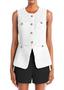 Imagem de Colete Blazer Mina Self Sleeveless para mulheres, inverno 2024, branco