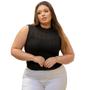 Imagem de Colete feminino de tricô curto gola alta redonda com desenhos toque fino regata lã de frio social sueter casual sem mangas gola fechada 36 ao 44