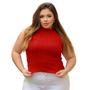 Imagem de Colete feminino de tricô curto gola alta redonda com desenhos toque fino regata lã de frio social sueter casual sem mangas gola fechada 36 ao 44