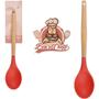 Imagem de Colher Arroz Silicone Vermelho Cabo Madeira Bons Chef 31X6,5