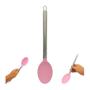 Imagem de Colher De Servir Silicone Rosa Utensilio Cabo De Metal 