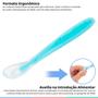 Imagem de Colher De Silicone Para Bebe Anatômica Infantil Introdução Alimentar +6 Meses Macia Azul Buba