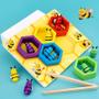 Imagem de Colmeia de Madeira Educativa para Bebês - Brinquedo de Classificação de Cores e Formas