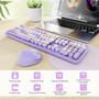 Imagem de Combinação de teclado e mouse sem fio SkyGive Ergonomic Purple