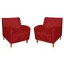 Imagem de Combo 02 Poltrona Decorativa Munique Pés Trapézio Suede Vermelho - DS Estofados