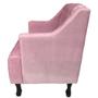 Imagem de Combo 02 Poltronas Decorativa Pés Luis XV Gênises Encosto Estilo Capitonê Suede Rosa - DS Estofados