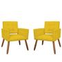 Imagem de Combo 02 Poltronas Decorativas Camila Pés Palito Suede Amarelo - DS Estofados