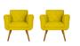 Imagem de Combo 02 Poltronas Estofadas Decorativas Para Quarto Closet Isabella Suede Amarelo - DL DECOR