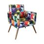 Imagem de Combo 02 Poltronas Nina Com Rodapé Pés Madeira Suede Triangulos colorido