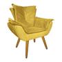 Imagem de Combo 1 Poltrona e 1 Puff Para Recepção Consultório Clínica Apolo Suede Amarelo - LM DECOR