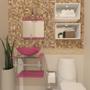 Imagem de Combo 2 em 1 gabinete de vidro 45cm ac com cuba redonda + torneira algarve - rosa