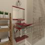 Imagem de Combo 2 em 1 gabinete de vidro 45cm iq inox com cuba quadrada + torneira ibiza - vermelho cereja