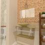 Imagem de Combo 2 em 1  Gabinete de Vidro 60cm para banheiro Cuba Retangular San Marino + Torneira Algarve 