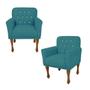 Imagem de Combo 2 Poltrona Cadeira Decorativa Para Salão de Beleza Anitta Suede Azul Turquesa LM DECOR
