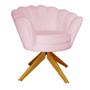 Imagem de Combo 2 Poltronas Decorativa Com Base Giratória de Madeira Pétala Suede Rosa Bebe - LM DECOR