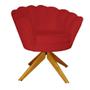 Imagem de Combo 2 Poltronas Decorativa Com Base Giratória de Madeira Pétala Suede Vermelho - DL Decor