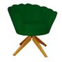Imagem de Combo 2 Poltronas Decorativa Com Base Giratória de Madeira Pétala Veludo Verde - LM DECOR