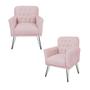 Imagem de Combo 2 Poltronas Decorativa Para Quarto Closet Pés de Ferro Anitta Suede Rosa Bebe - LM DECOR