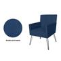 Imagem de Combo 2 Poltronas Estofadas Para Recepção Pés de Ferro Luiza Suede Azul Marinho - DL Decor