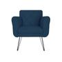 Imagem de Combo 2 Poltronas Estofadas Sala Comercial Pés de Ferro Isabella Suede Azul Marinho - DL Decor