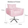 Imagem de Combo 2 Poltronas Para Escritório Com Base Giratória de Metal Opala Suede Rosa Bebe - DL Decor