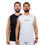 Imagem de Combo 2 Regata Camiseta Cavada Masculina Camisa Canelada Academia Treino Tecido Com Elastano Fresco Sol