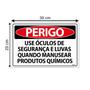 Imagem de Combo 3 Placas De Perigo Use Óculos De Segurança E Luvas Quando Manusear Produtos Químicos 30x20 Ecom IA - SP40 F9e