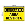 Imagem de Combo 3 Placas De Sinalização Cuidado Área Restrita 30x20 Ecom IA - SC9 F9e