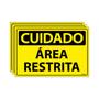 Imagem de Combo 3 Placas De Sinalização Cuidado Área Restrita 30x20 Ecom IA - SC9 F9e