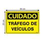 Imagem de Combo 3 Placas De Sinalização Cuidado Tráfego De Veículos 30x20 Ecom IA - SC8 F9e