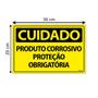 Imagem de Combo 6 Placas De Sinalização Cuidado Produto Corrosivo Proteção Obrigatória 30x20 Ecom IA - SC37 F9e