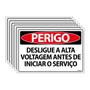 Imagem de Combo 6 Placas De Sinalização Perigo Desligue A Alta Voltagem Antes De Iniciar O Serviço 30x20 Ecom IA - SP9 F9e