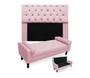 Imagem de Combo Cabeceira Mirage + Recamier Baú Fenix Casal 140 cm Suede Rosa Bebe - LM DECOR